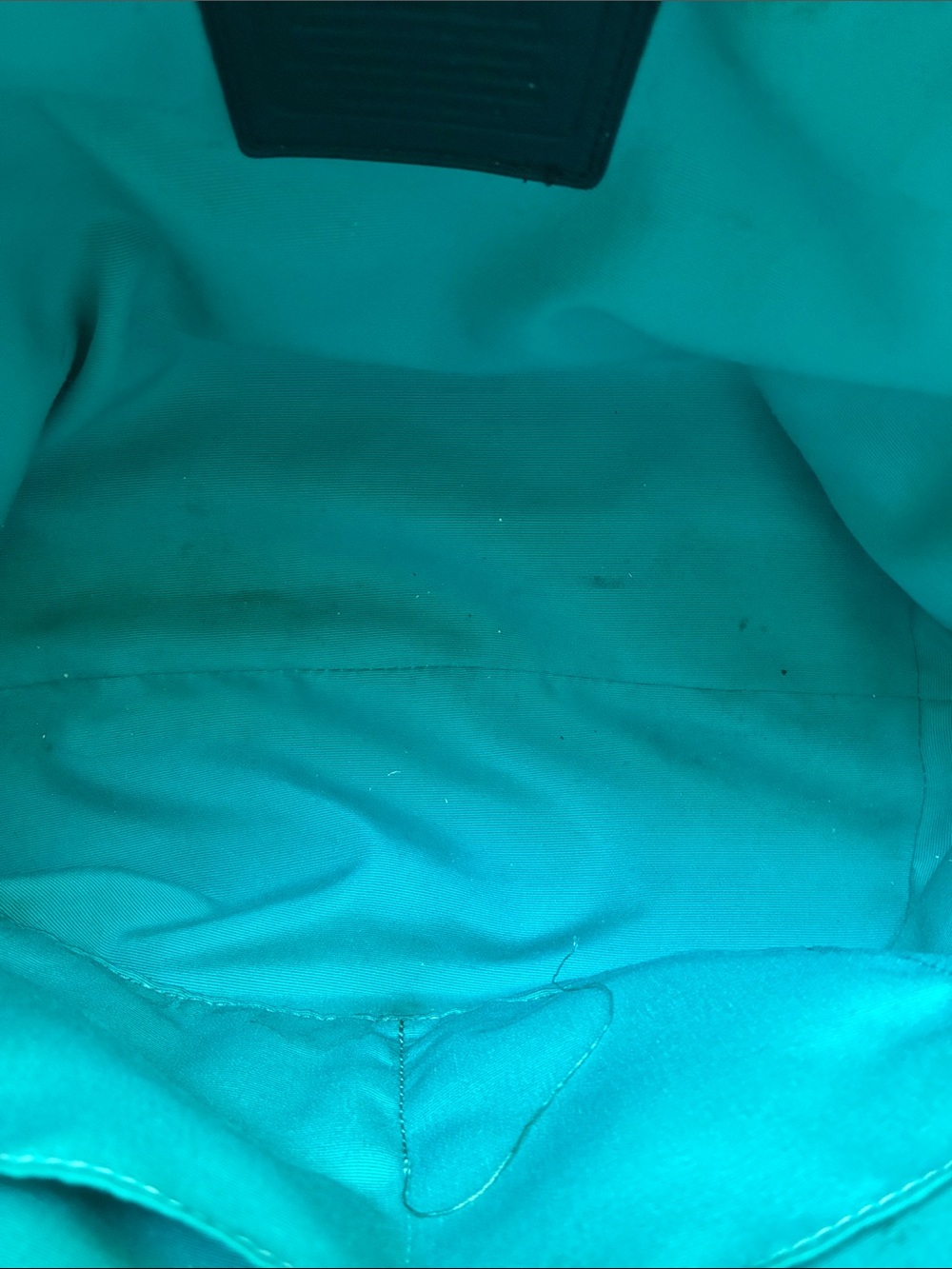 Coach Black Signature Tote with Teal Racing Stripes - Picture 4 of 10